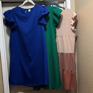 SHEIN Blue, Green, and Pink Midi Dresses